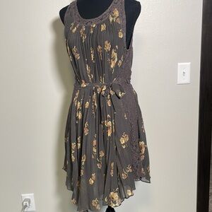 Free People Floral Dress in Gray and Yellow